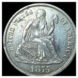1875 Silver Seated Liberty Dime HIGH GRADE