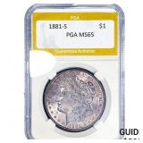 1881-S Morgan Silver Dollar PGA MS65