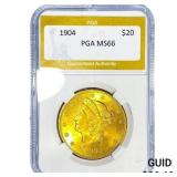 1904 $20 Gold Double Eagle PGA MS66