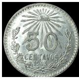 1943 Mexico Silver 50 Centavos UNCIRCULATED