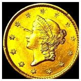 1853 Gold $1 Liberty Head Type 1 CLOSELY UNCIRCULA