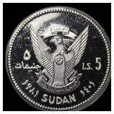 1981 Sudan Silver 5 Pounds Proof KM-87