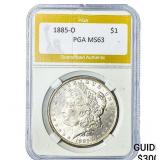 1885-O Morgan Silver Dollar PGA MS63
