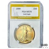 1999 1oz $50 Gold Eagle PGA MS70