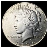 1934-S Peace Silver Dollar CHOICE AU