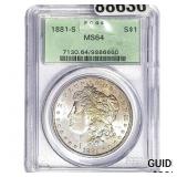 1881-S Morgan Silver Dollar PCGS MS64