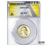 1936-S Washington Silver Quarter ANACS AU50