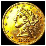 1881 Liberty Head Half Eagle $5 Gold CHOICE AU