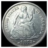 1873 Arrows Seated Liberty Dime CHOICE AU