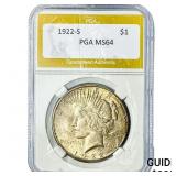 1922-S Silver Peace Dollar PGA MS64