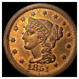 1851 Braided Hair Large Cent CLOSELY UNCIRCULATED