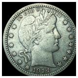 1914 Silver Barber Quarter NEARLY  UNCIRCULATED