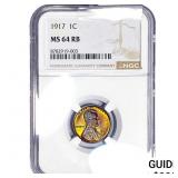 1917 Wheat Cent NGC MS64 RB