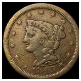 1849 Braided Hair Half Cent ABOUT  UNCIRCULATED