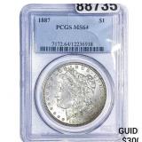 1887 Morgan Silver Dollar PCGS MS64