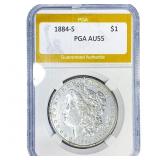 1884-S Morgan Silver Dollar PGA AU55