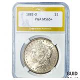 1882-O Morgan Silver Dollar PGA MS65+