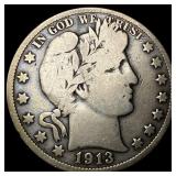 1913 Silver Barber Half Dollar NICELY  CIRCULATED