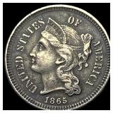 1865 Nickel Three-Cent Piece CLOSELY  UNCIRCULATE