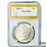 1881-S Morgan Silver Dollar PGA MS64