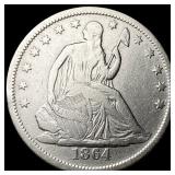 1864-S Silver Seated Liberty Half Dollar  ABOUT U