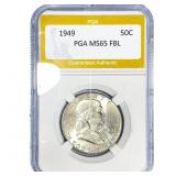 1949 Franklin Half Dollar PGA MS65 FBL