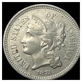 1873 Nickel Three-Cent Piece CLOSELY  UNCIRCULATE