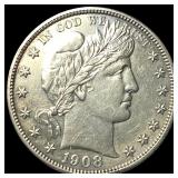1908 Silver Barber Half Dollar CLOSELY  UNCIRCULA