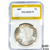 1887 Morgan Silver Dollar PGA MS64 PL