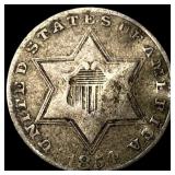 1854 Silver Three-Cent Piece NICELY CIRCULATED