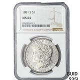 1881-S Morgan Silver Dollar NGC MS64