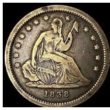 1838 Silver Seated Liberty Quarter LIGHTLY CIRCULA