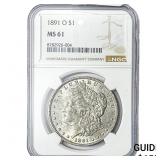 1891-O Morgan Silver Dollar NGC MS61