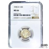 1945-D Mercury Silver Dime NGC MS66