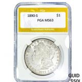 1890-S Morgan Silver Dollar PGA MS63