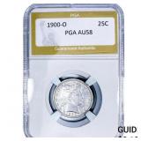 1900-O Barber Quarter PGA AU58