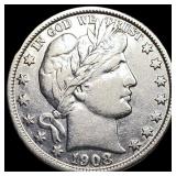 1908-S Silver Barber Half Dollar NEARLY  UNCIRCUL