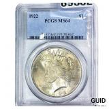 1922 Silver Peace Dollar PCGS MS64
