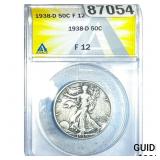 1938-D Walking Liberty Half Dollar ANACS F12