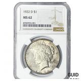 1922-D Silver Peace Dollar NGC MS62