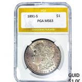 1891-S Morgan Silver Dollar PGA MS63