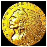 1908 Indian Head $2.5 Gold Quarter Eagle CLOSELY U