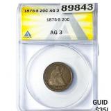 1875-S Liberty Seated 20C  ANACS AG3