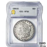 1884-S Morgan Silver Dollar ICG VF30