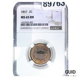 1867 Two Cent Piece NGC MS65 RB