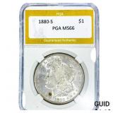 1880-S Morgan Silver Dollar PGA MS66