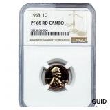 1958 Wheat Cent NGC PF68 RD CAMEO