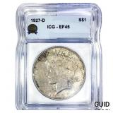 1927-D Silver Peace Dollar ICG EF45