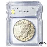 1935-S Silver Peace Dollar ICG AU50