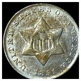 1851 Silver Three-Cent Piece  CLOSELY UNCIRCULATE